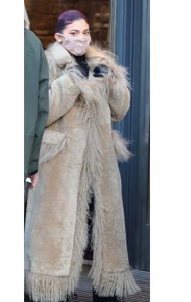 Kylie Jenner Fringe Faux Fur Coat