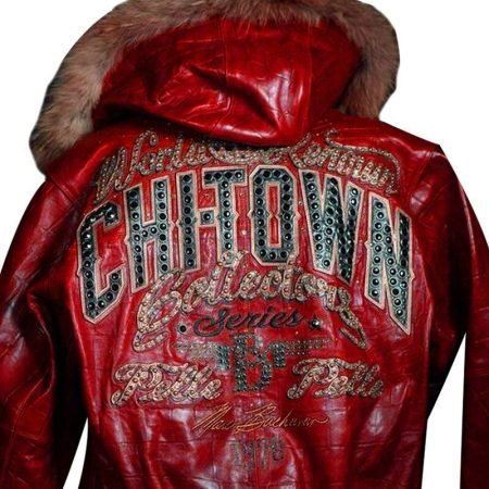 Red Pelle Pelle Chi Town Fur Hooded Jacket