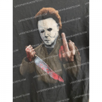 Halloween Horror Jason Voorhees Middle Finger FU T-Shirt