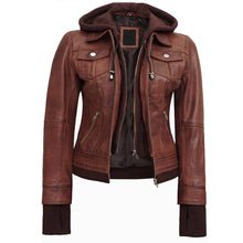 Womens Brown Bomber Moto Leather Jacket