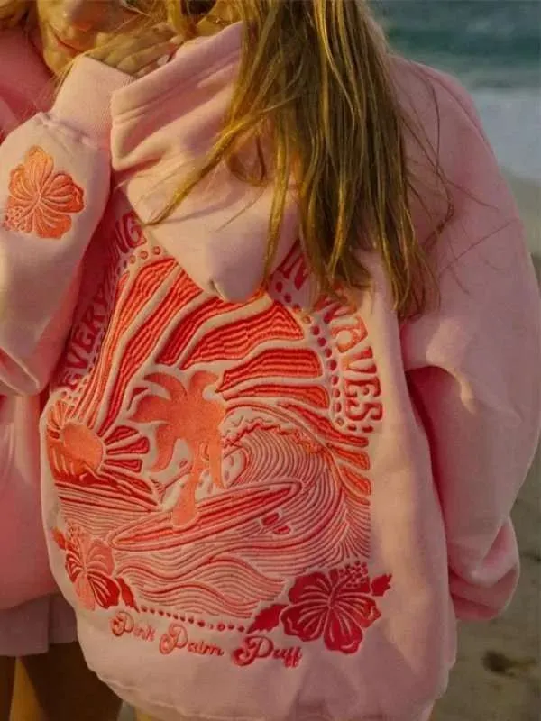 Pink Palm Puff Hoodie