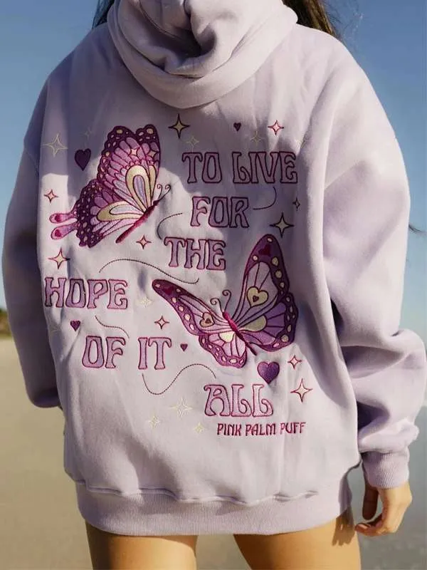 Pink Palm Puff Purple Hoodie