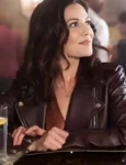 Danielle-Campbell-Series-The-Rookie-Season-06-Blair-London-Brown-Biker-Leather-Jacket-1