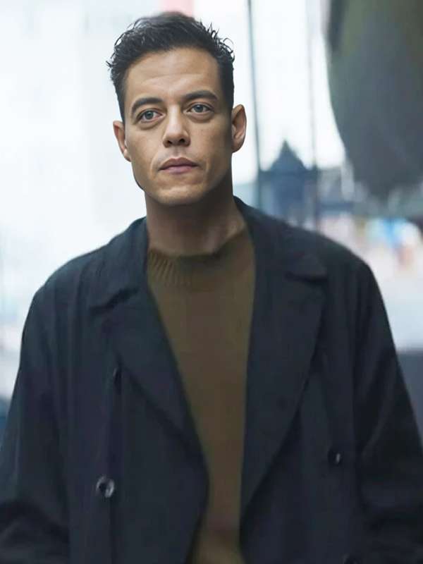 Rami Malek The Amateur 2025 Black Trench Coat