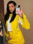 Albanian-Singer-Dua-Lipa-Yellow-Leather-Jacket