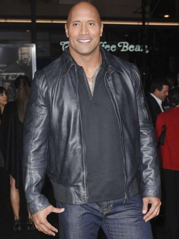 Dwayne Johnson The Rock Black Leather Jacket