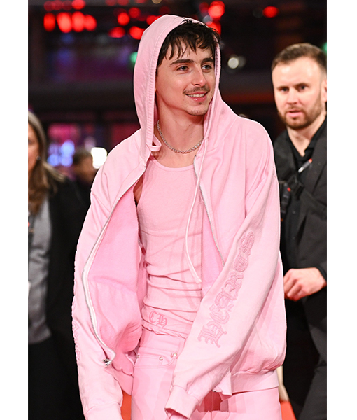 Timothee Chalamet Berlin Film Festival Pink Hoodie - LMJ